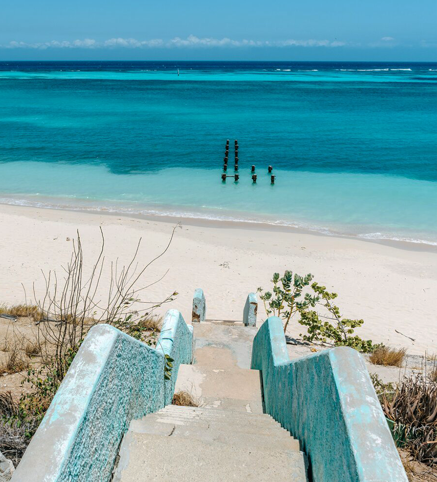 Stairs to the sea in Aruba