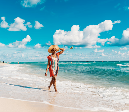 Girl taking a walk on the beach