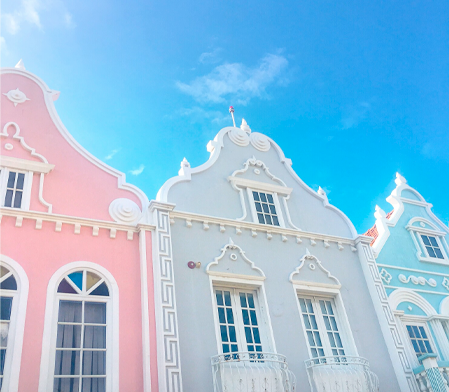 Beautiful and colorful houses in Aruba